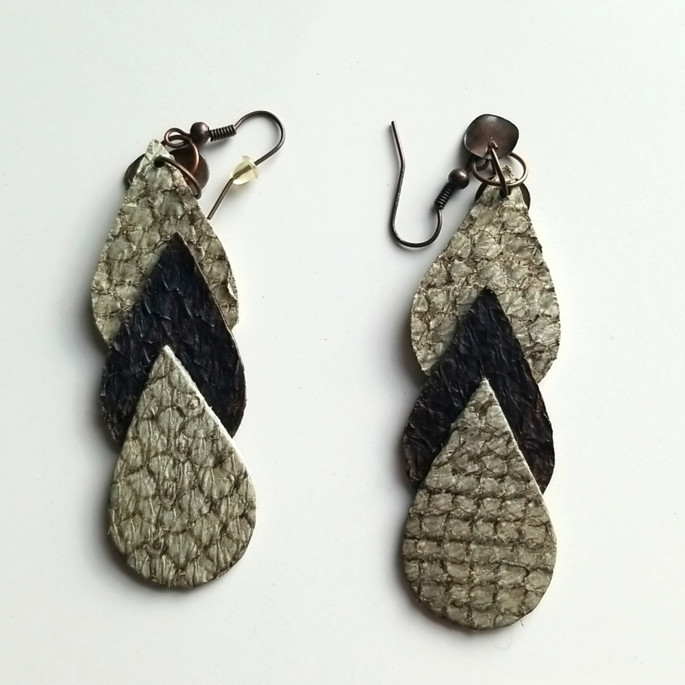 NWOT Chilean Handmade leather earrings